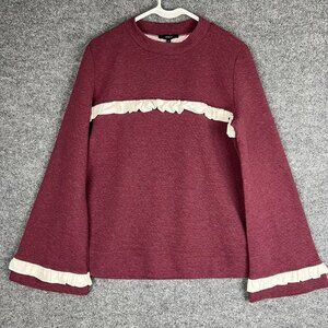 NWT Lumie‎ Woemen's Burgundy Ruffle Flare Sleeve Sweater SZ M